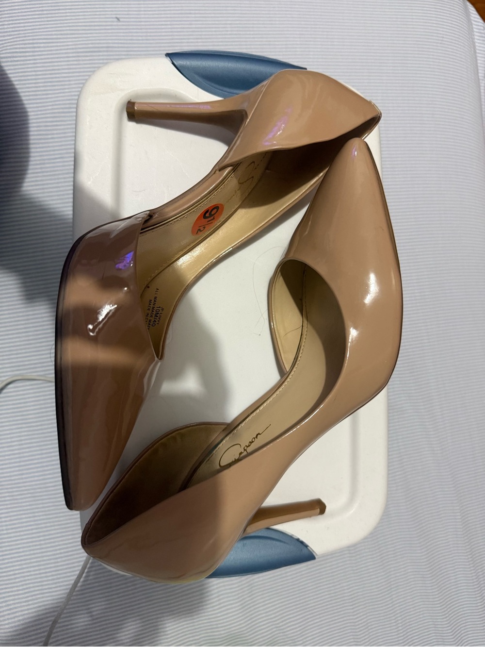 Jessica Simpson Nude Patent Pointed-Toe Stiletto Pumps